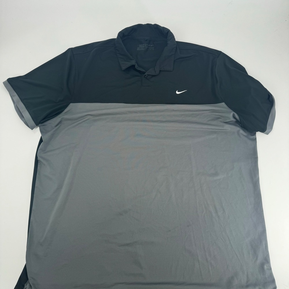 Nike Golf Dri-FIT Polo Shirt‎ Mens XXL Black Gray Short Sleeve